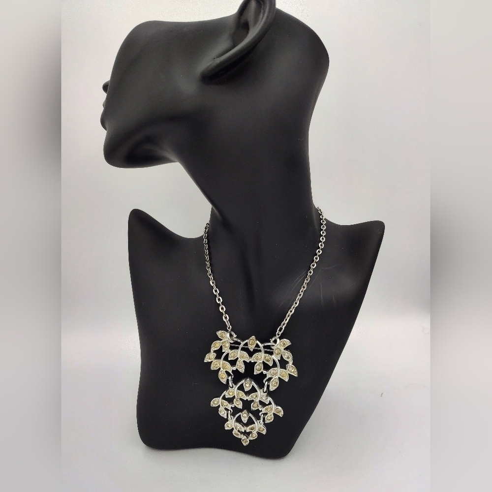 VINTAGE Signed Emmons Runway Convertible Necklace & Brooch W/Yellow Rhinestones - Picture 1 of 10